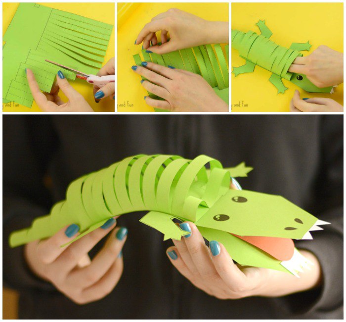 Крокодил - Поделки из бумаги, Животные, для детей от 7 лет | HandCraftGuide