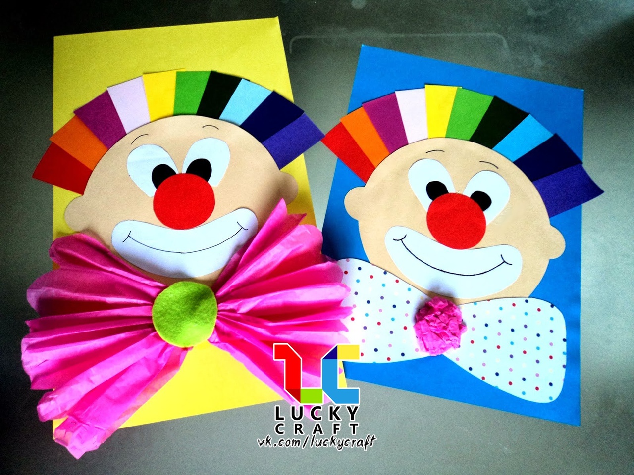 Поделка клоун из цветной бумаги для детей